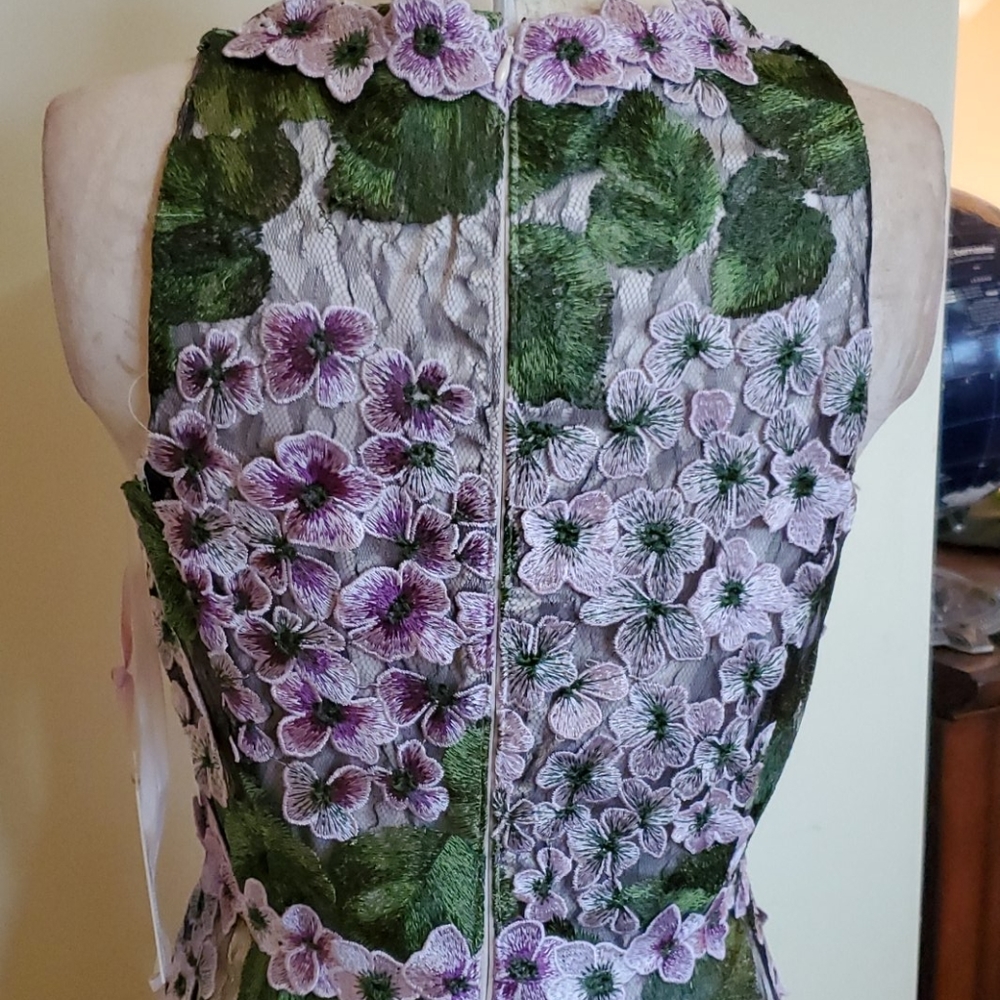 Alex Marie Purple floral embroidered Dress Size 4 - Picture 5 of 11